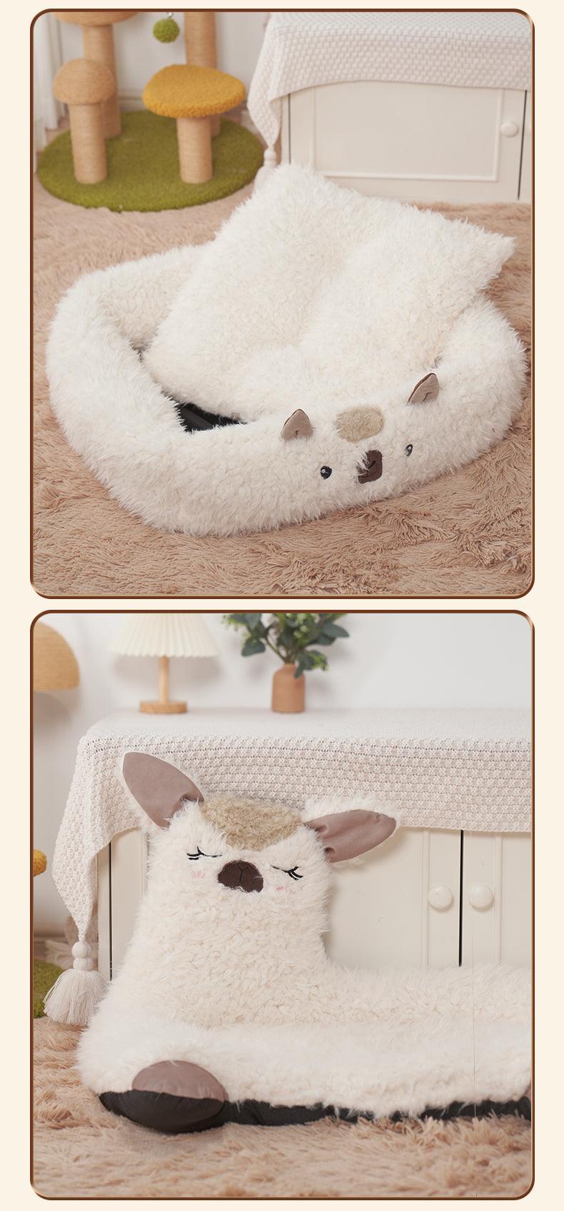 Cozy Alpaca Retreat: Cat And Dog Winter Bed With Cushion-1
