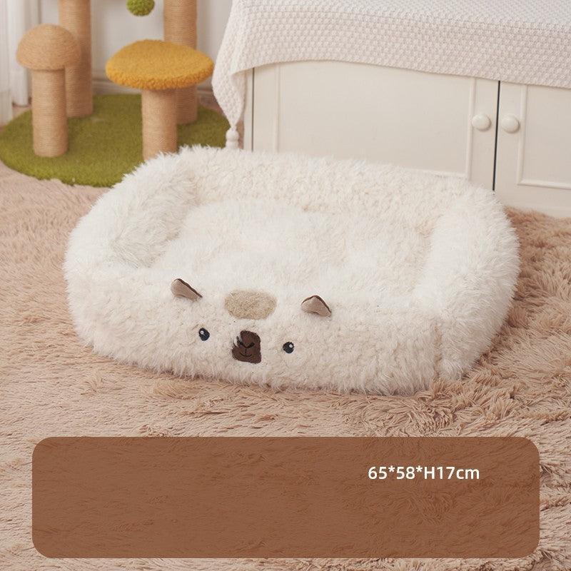 Cozy Alpaca Retreat: Cat And Dog Winter Bed With Cushion-4